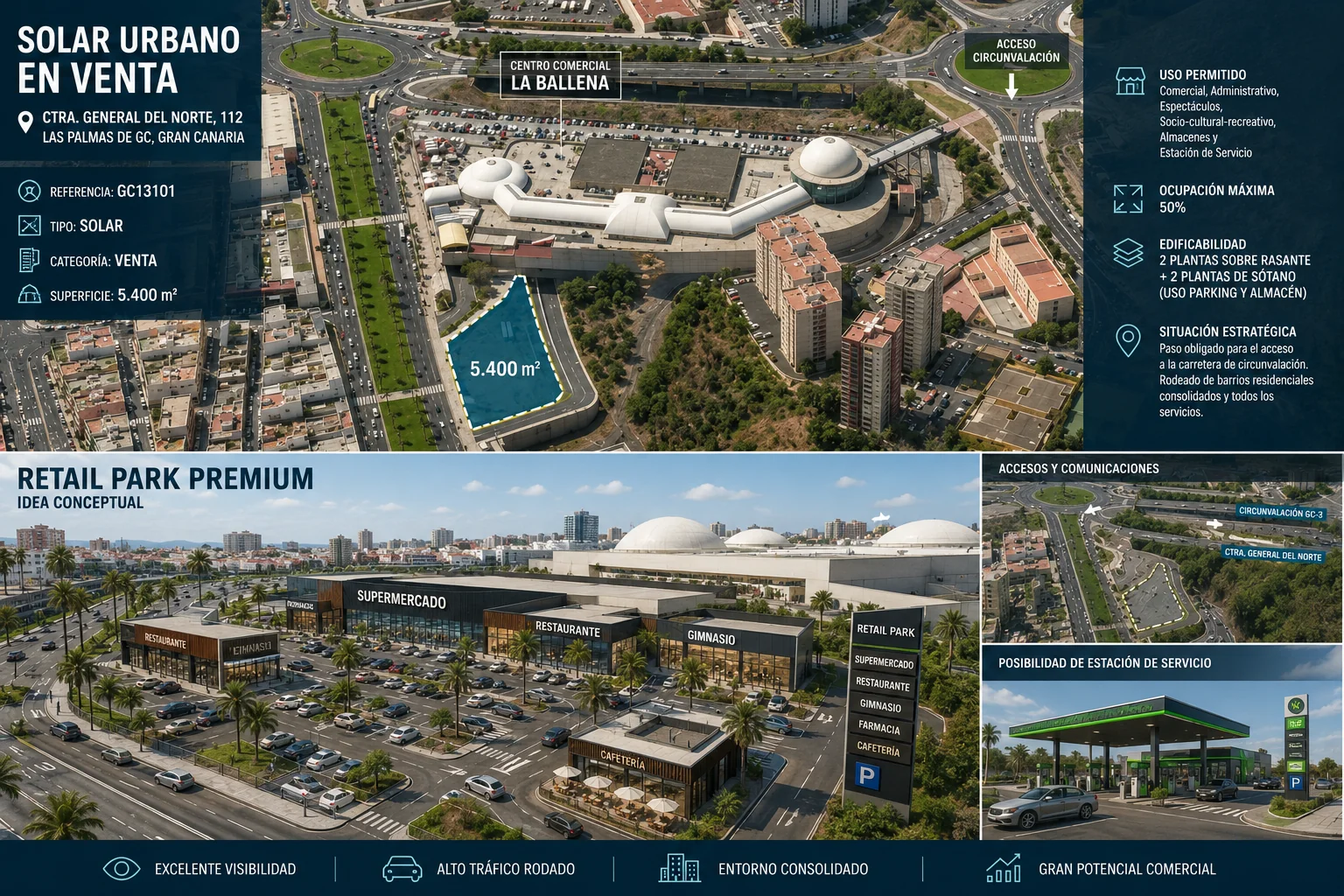 Aerial situation, access map and service-station option — Ref. GC13101
