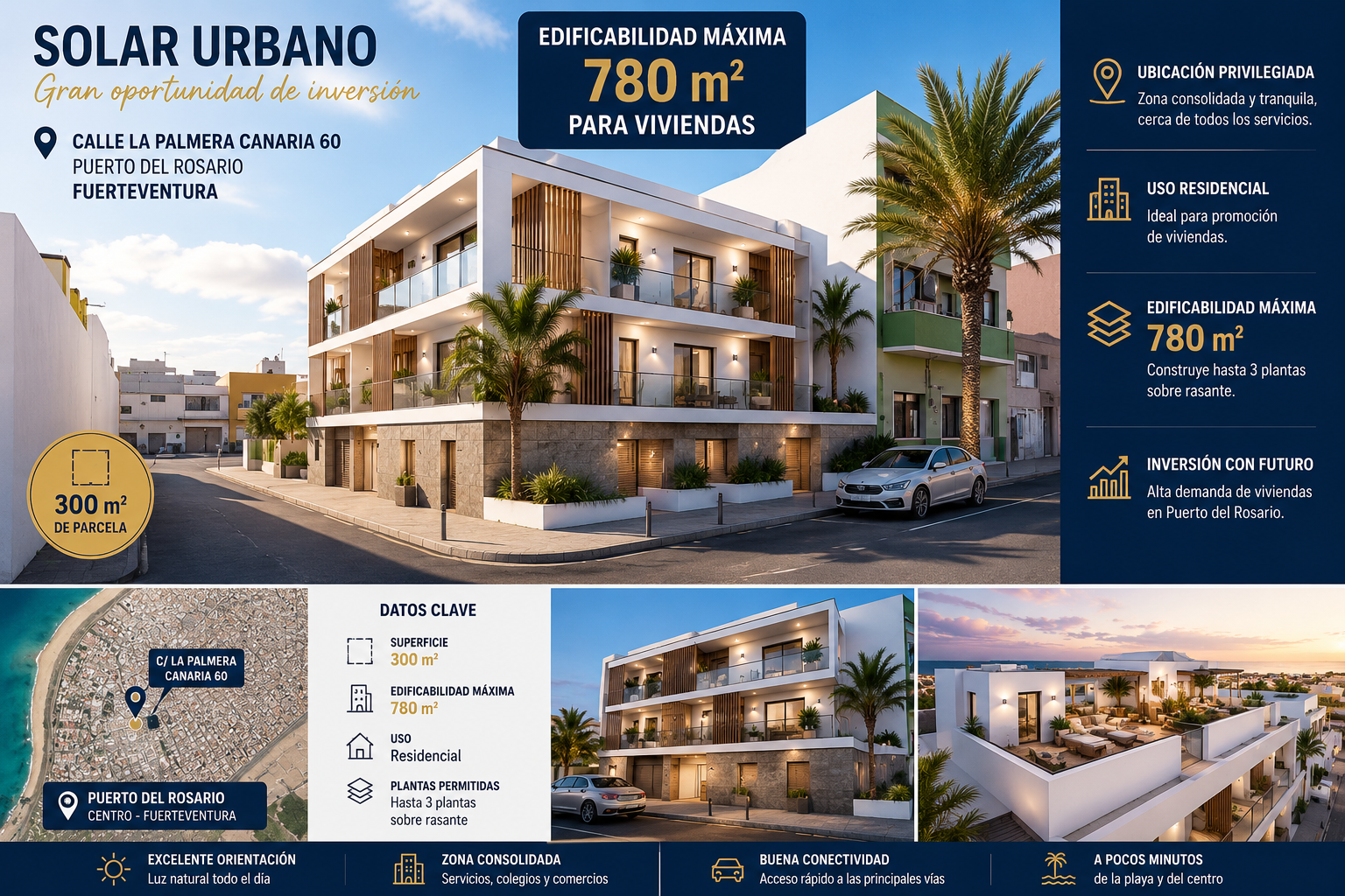 Urban residential plot, Calle La Palmera Canaria 60, Puerto del Rosario, Fuerteventura — Ref. FV13404