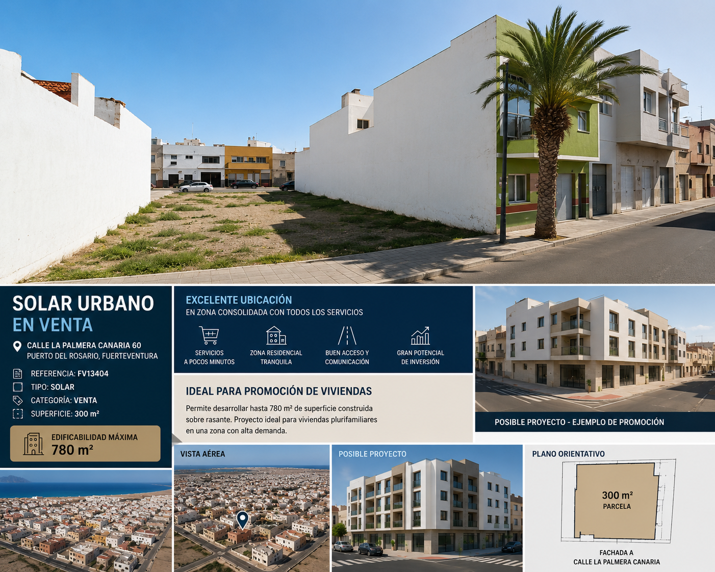 Current view of the urban plot on Calle La Palmera Canaria — Ref. FV13404