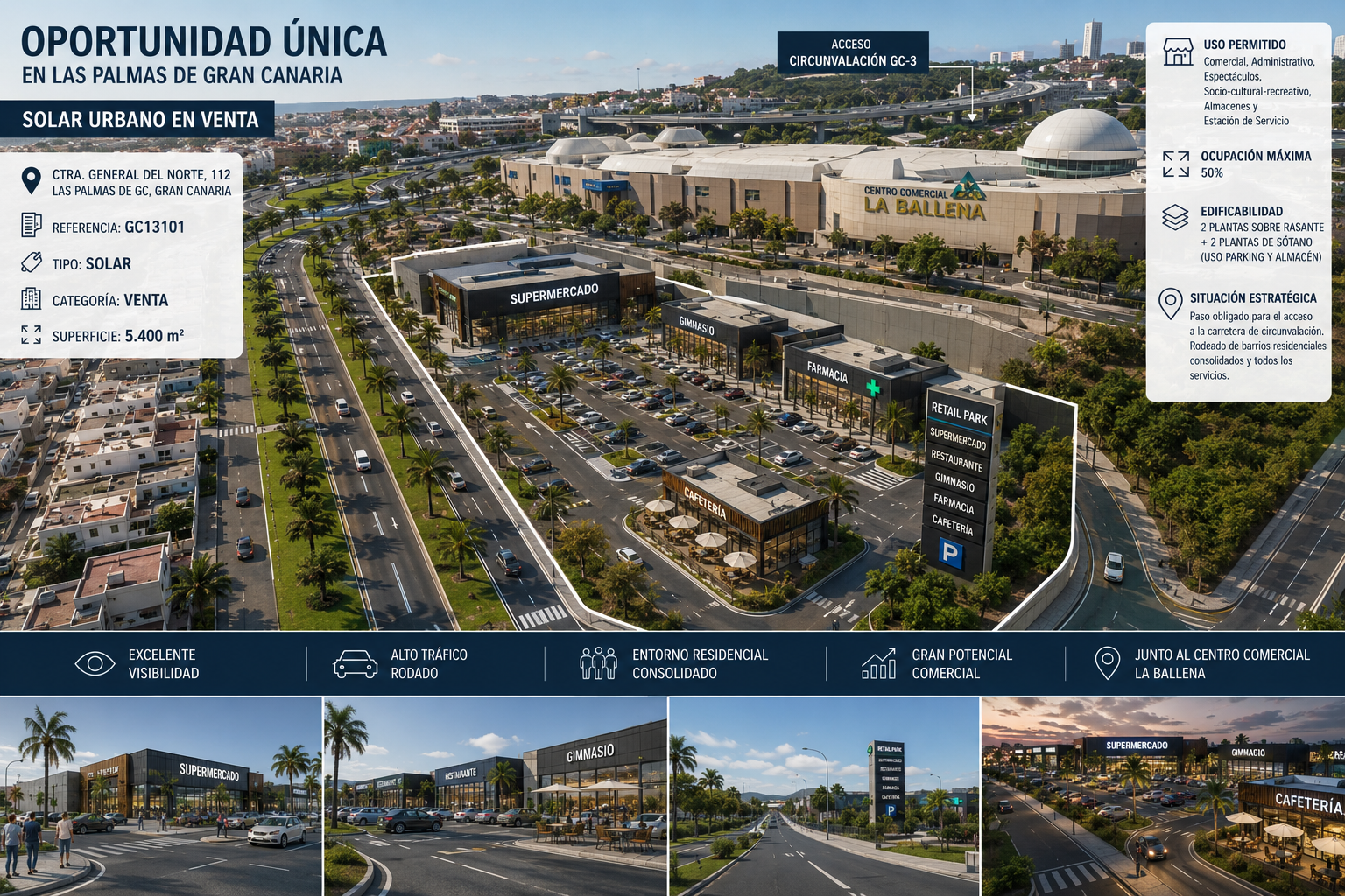 Retail park scheme with supermarket, gym, restaurant, pharmacy and café — Ref. GC13101